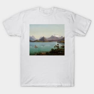 Lake Wakatipu with Mount Earnslaw, Middle Island, New Zealand by Eugène von Guérard T-Shirt